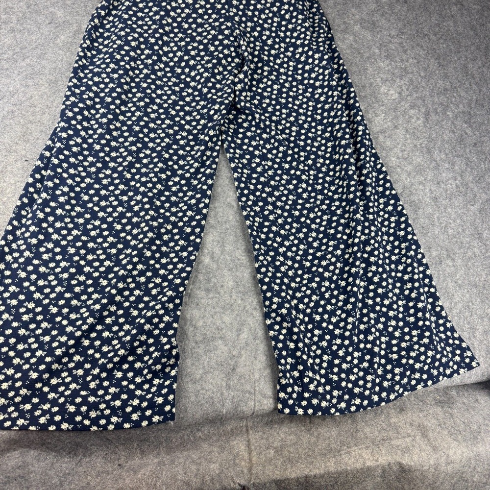 Candies Woman's White Lace & Blue Floral Wide Leg Jumpsuit Slits Y2K 90s Cottage - Picture 7 of 9